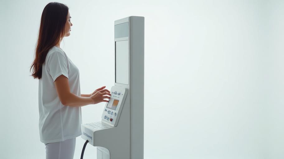 Pessoa realizando exame de bioimpedância